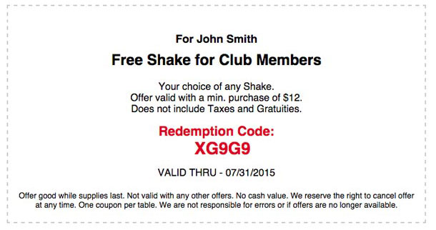Monthly Club Special per Text Message